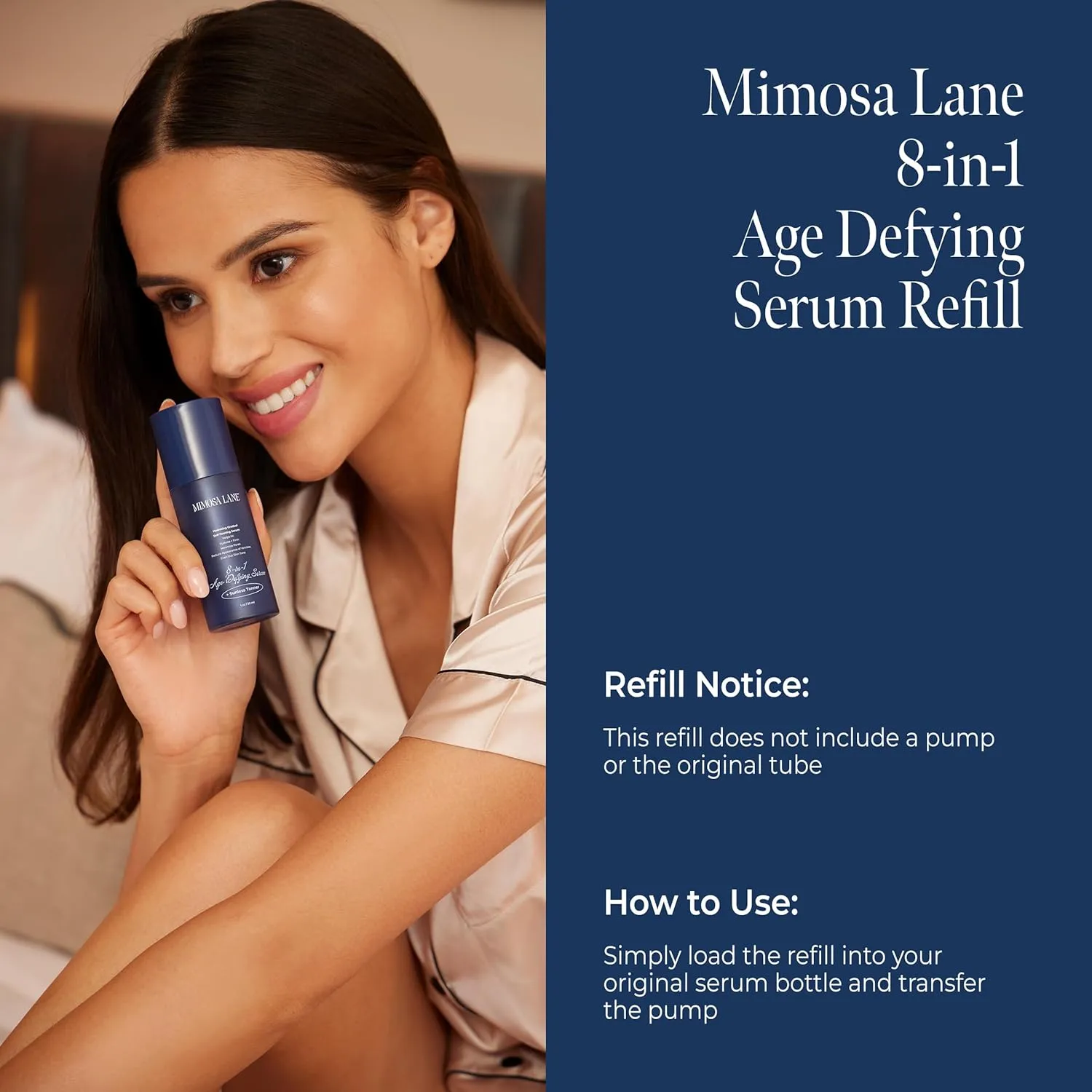 8-in-1 Age Defying Serum REFILL, Hydrating Gradual Self-Tanning for Face, with Anti-Aging Hyaluronic Acid and Vitamin B, C, E, Sunless Tanner, Fragrance-Free, Vegan, 1 oz, Light
