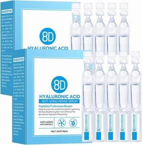 8D Hyaluronic Acid Anti-Wrinkle Repair Essence, Hyaluronic Acid Serum, Hyaluronic Acid Tubes, Ultra Hydrating Facial Serum for Face Anti-Aging Moisturizing(2 Boxes)