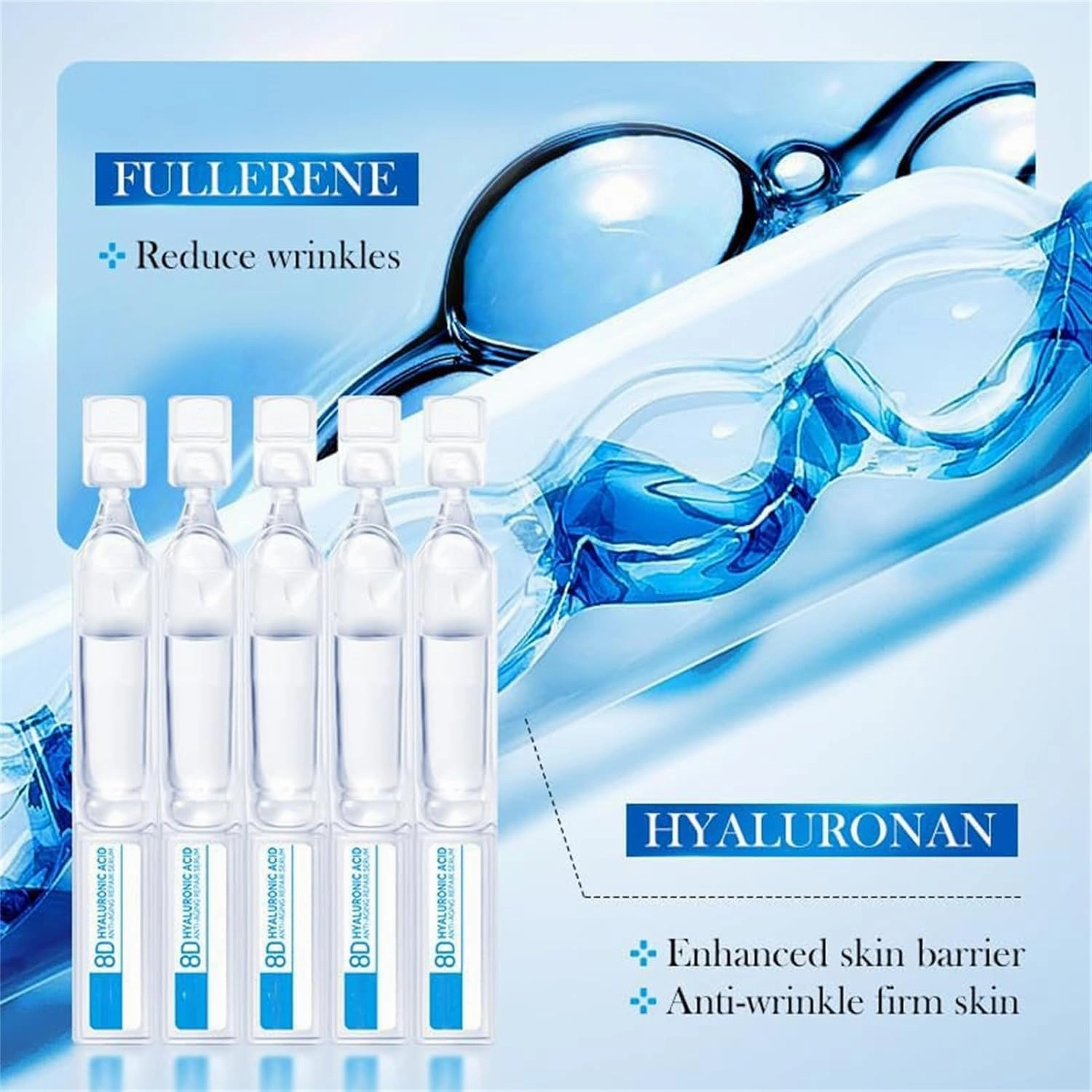 8d Hyaluronic Acid Anti-Wrinkle Repair Essence, Hyaluronic Acid Serum Revitalizing Face, Ultra-Hydrating HyaluronicAcid Serum Kits, HyaluronicAcidSerum for Face Anti-Aging Moisturizing (2 Box)