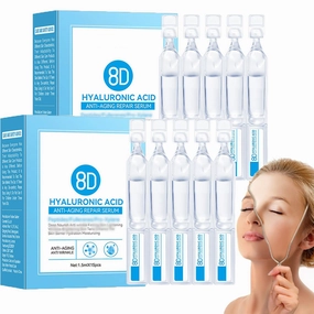 8d Hyaluronic Acid Anti-Wrinkle Repair Essence, Hyaluronic Acid Serum Revitalizing Face, Ultra-Hydrating HyaluronicAcid Serum Kits, HyaluronicAcidSerum for Face Anti-Aging Moisturizing (2 Box)