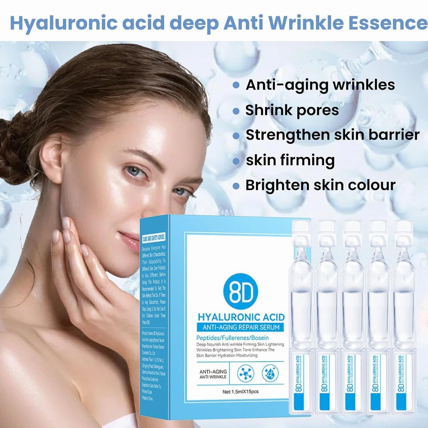 8d Hyaluronic Acid Anti-Wrinkle Repair Essence, Ultra-Hydrating Serum Hyaluronic Acid Tubes Deep, Ultra Hydrating Facial Serum for Face Anti-Aging Moisturizing