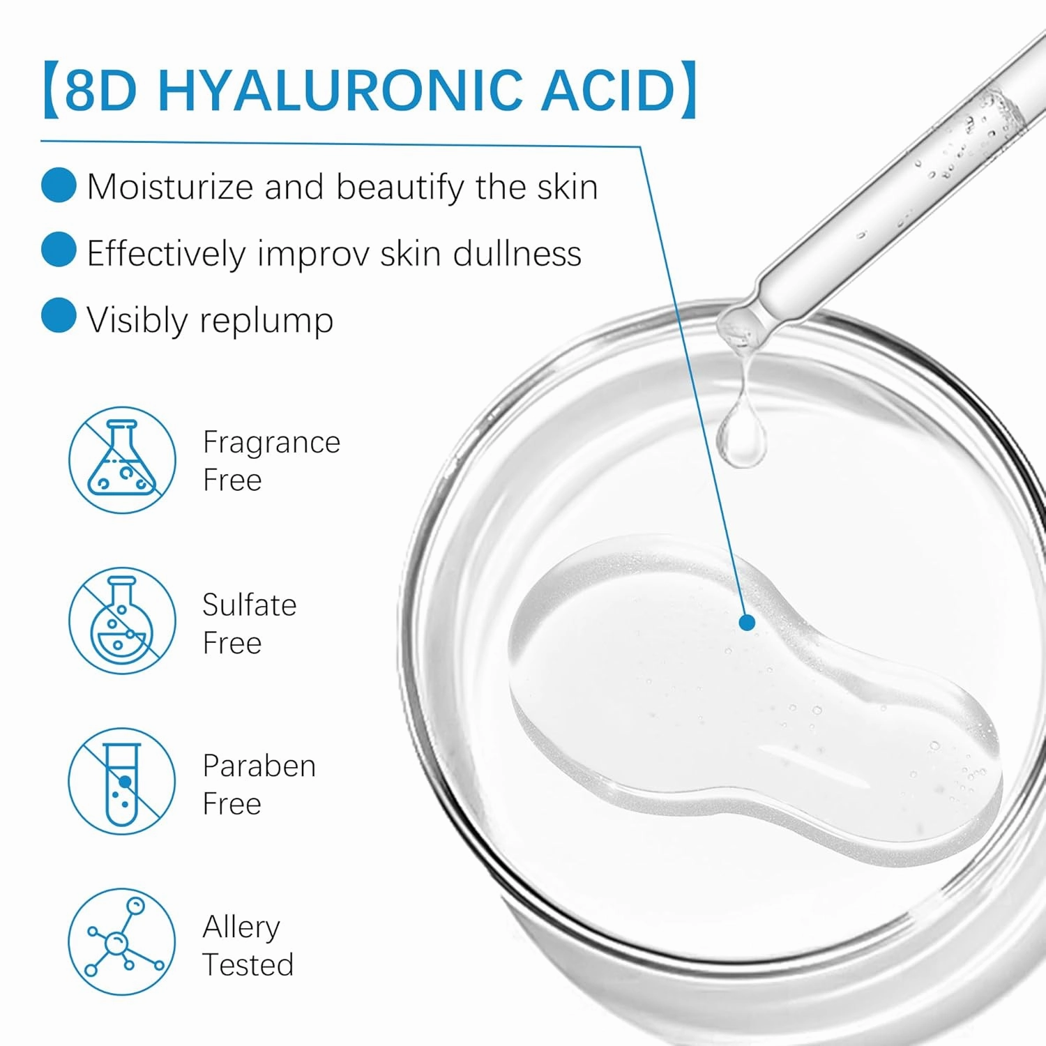 8D Hyaluronic Acid Essence,Balancing skin water,Plumping Face Serum,Anti-aging,Suitable for sensitive skin as well