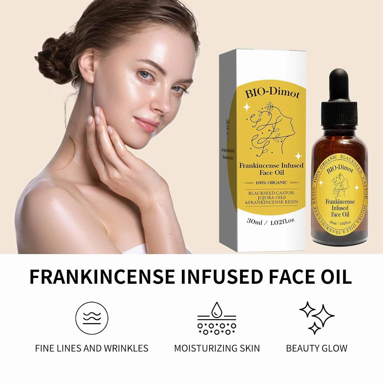 90 ML Frankincense Essential Oil,Castor and Jojoba Oils Frankincense Resin Oil for Face Moisturizer Cold Pressed Anti-Aging Serum.(3 Pcs) ﻿