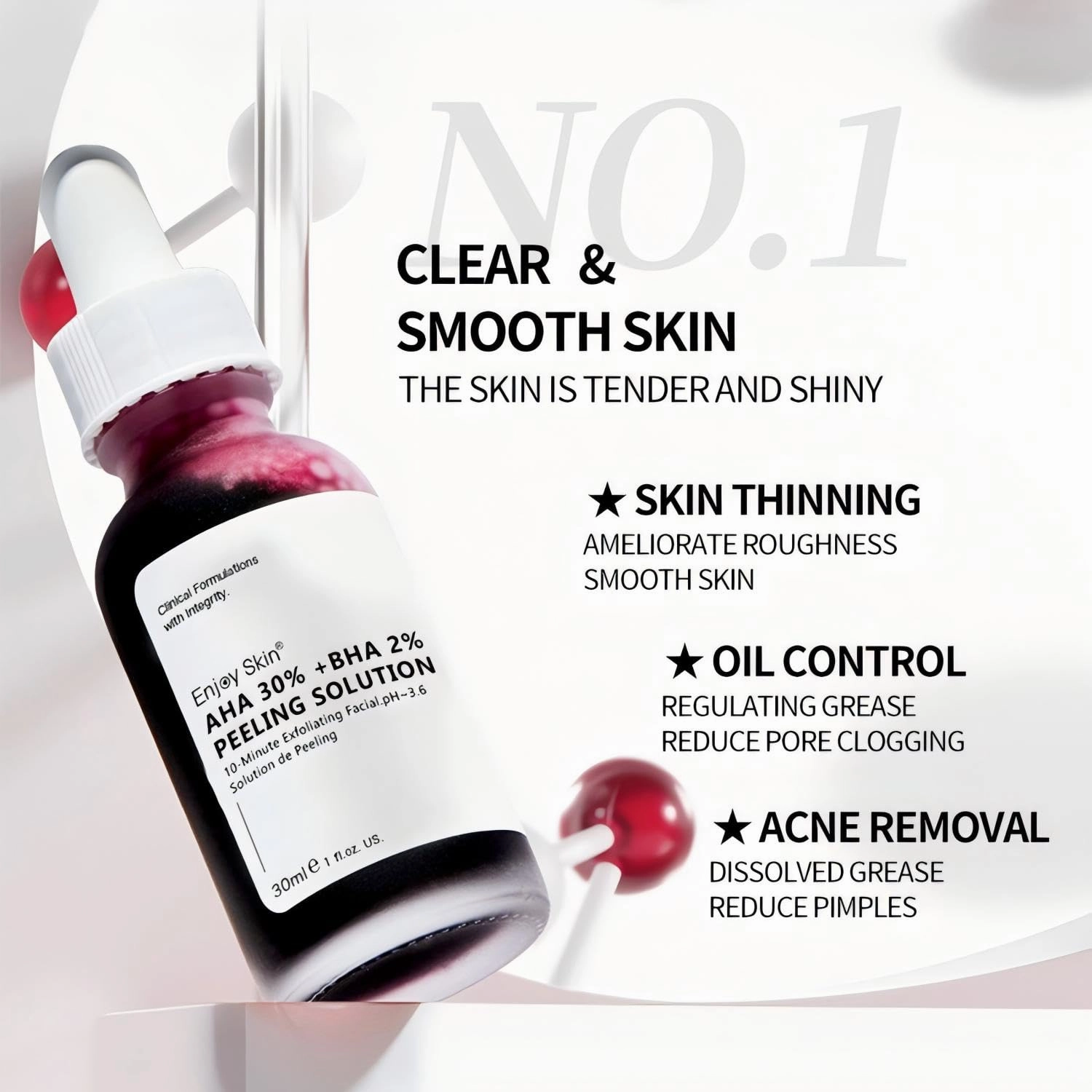 ‌Advanced AHA 30%   BHA 2% Exfoliating Serum: Unclogs Pores, Brightens Dullness, Controls Oil & Acne. Improves Rough Skin Texture for Smoother, Clearer, Glowing Complexion (2 Fl Oz,2)