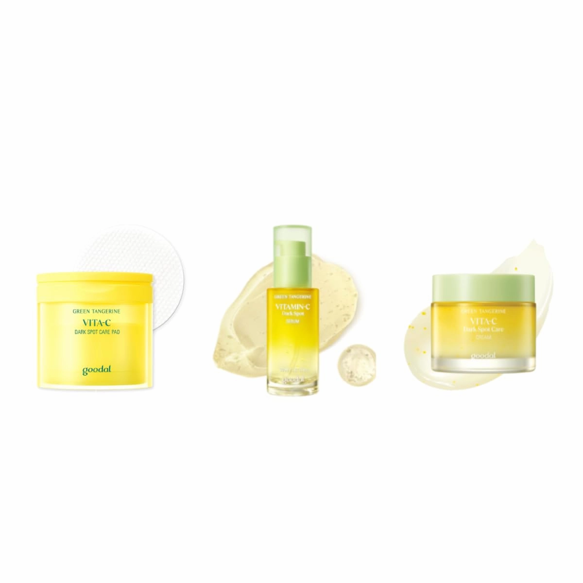 [Bundle] GOODAL Green Tangerine Vita C Skin Care Trio : Toner Pads, Serum, Cream