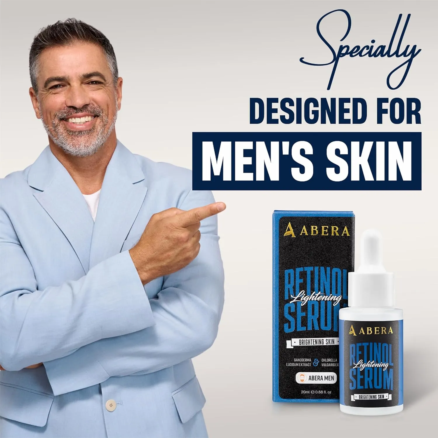 Abera Men Retinol Serum, Anti-Aging Serum For Face, Reduces Dark Spots, Melasma, Wrinkles & Eye Bags, Hydrating and Moisturizing Formula for Men with Niacinamide 5% & Retinyl (0.68 Fl. Oz)