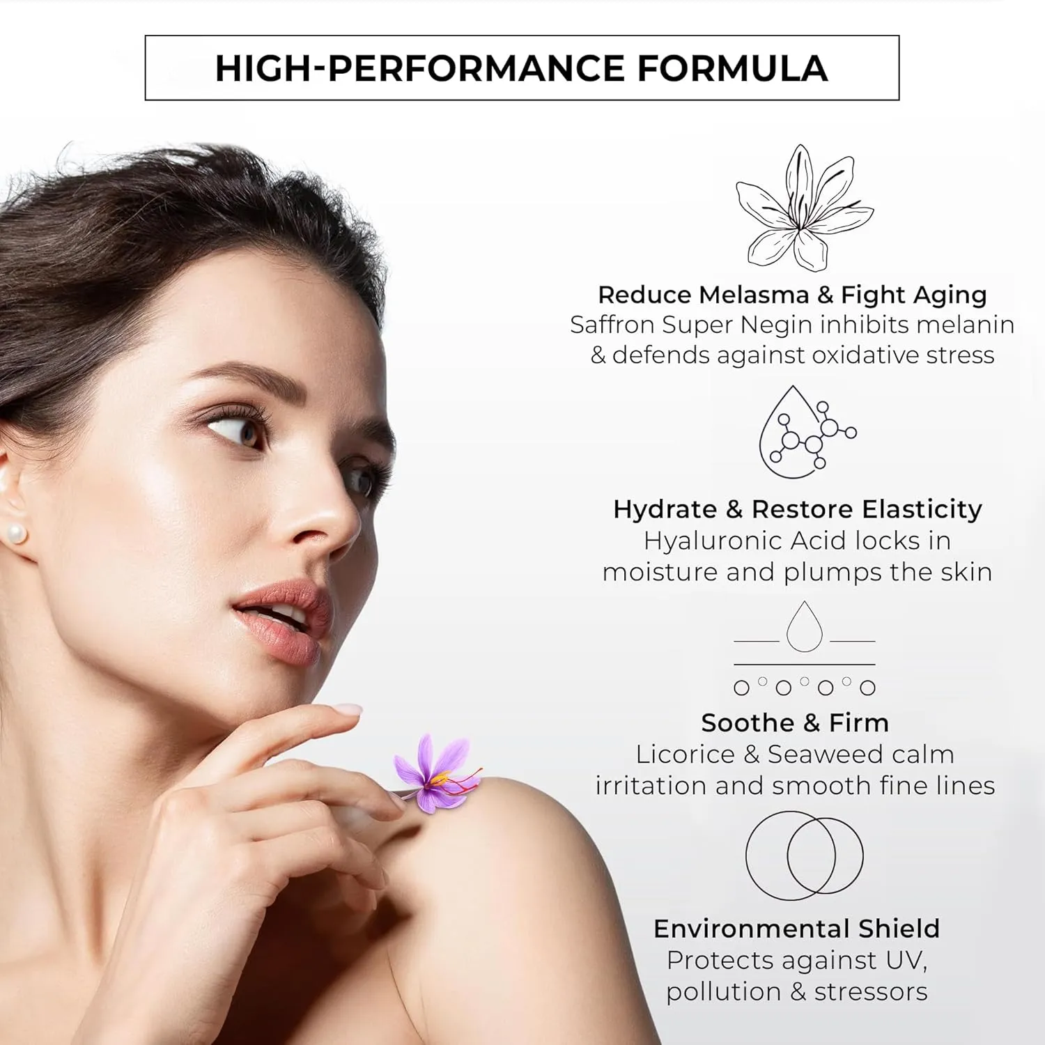 ABERA Saffron Serum For Melasma Treatment, Renewing for Face, Anti-Aging Serum for Fine Lines & Wrinkles, High Potency Saffron Extract, Hydrating Serum, Dark Spot Remover, 1.01 Fl Oz