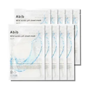 Abib Mild Acidic pH Sheet Mask Aqua Fit 10 Sheets I Intense Hydrating and Moisturizing Care for Dry and Dehydrated Skin