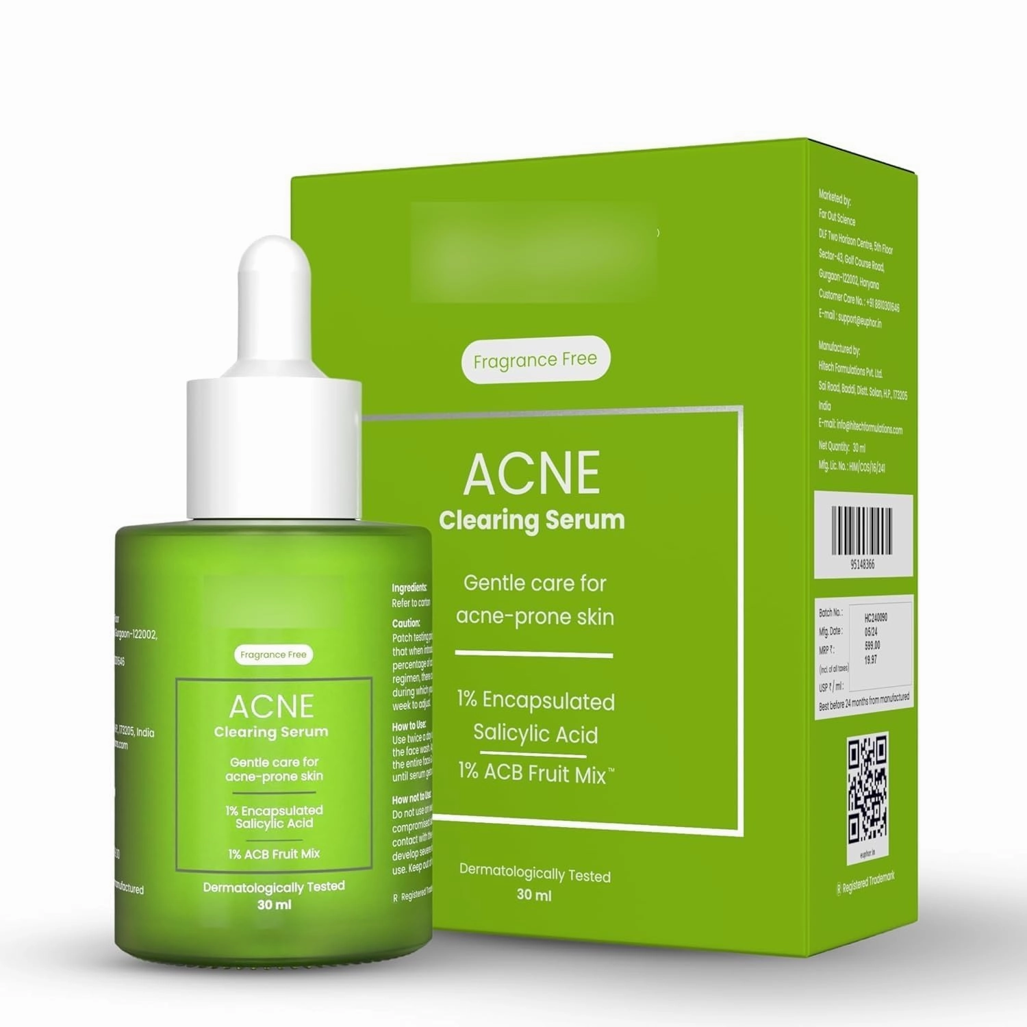 Ac.ne C.learing Face Serum | E.ncapsulated Salicylic Acid, Natural AHA | enriched with Vitamin C, Niacinamide | Non-sticky, Non-greasy | Beginner-friendly for Adults and Teens | 30 ml