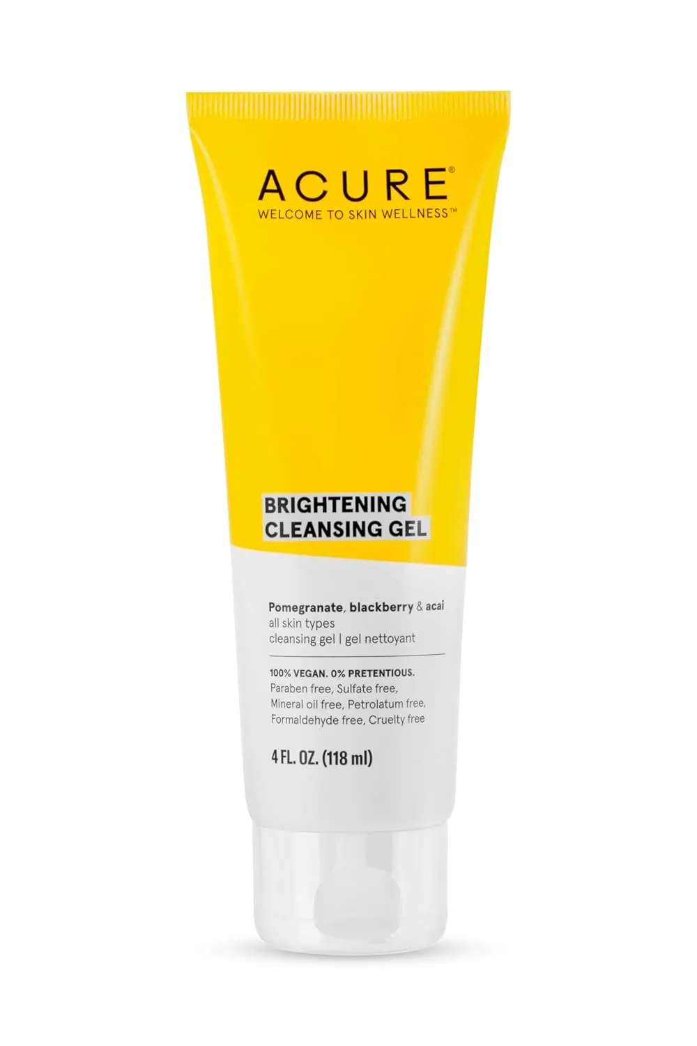 Acure Brightening Starter Kit - Cleansing Gel, Facial Scrub, Day Cream, and Vitamin C & Ferulic Acid Serum - All Skin Types - Softens, Detoxifies and Cleanses For Natural Glowing Skin