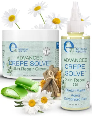 Advance Crepe Solve Skin Firming Cream & Moisturizing Body Oil Set - Made with Natural Oils, Licorice Root & Chamomile Extract - Face & Body Serum & Crepey Skin Smoothing Cream