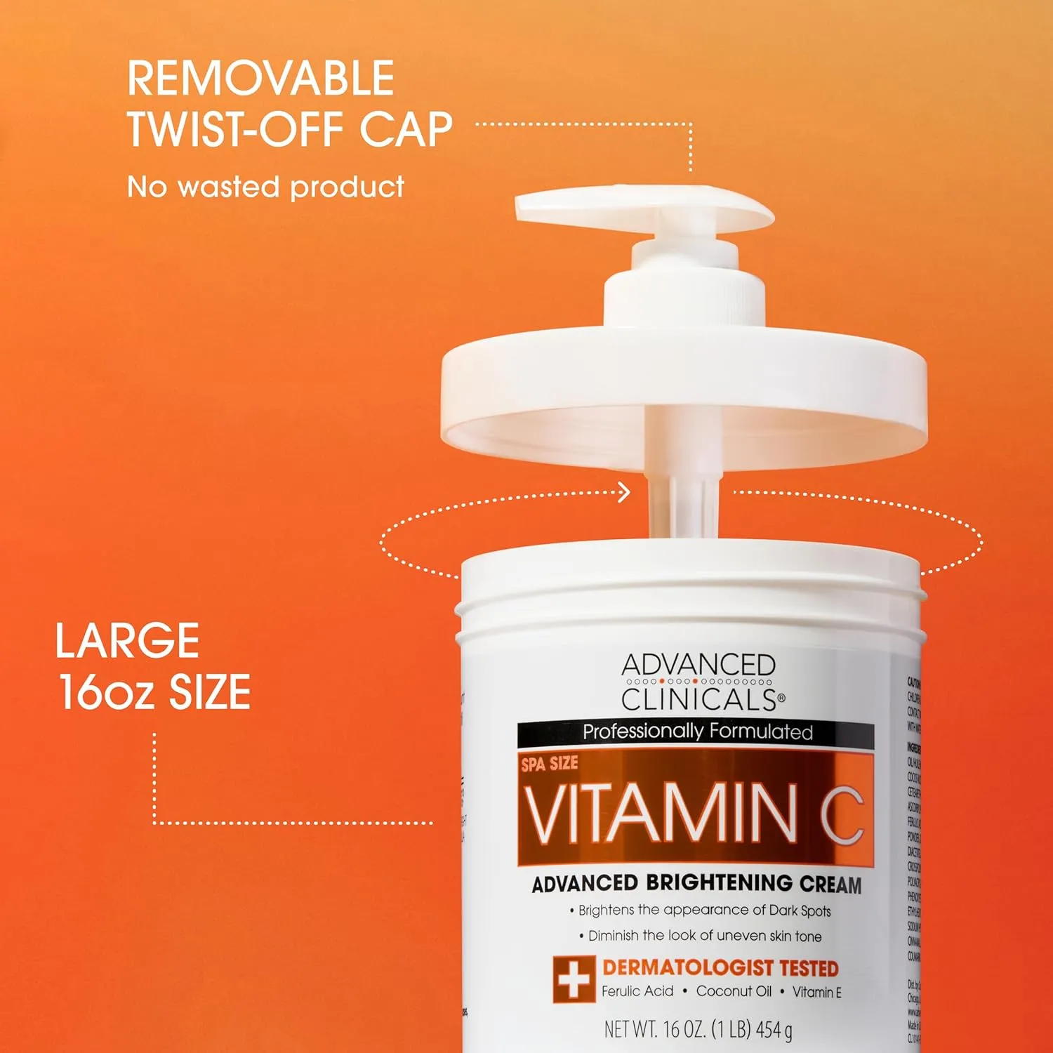 Advanced Clinicals Brightening Vitamin C Cream   5% Niacinamide Serum W/Hyaluronic Acid 2pc Set | Vitamin C Body Lotion Moisturizer & Dark Spot Remover Face Serum | Skin Care Products, 2pc Bundle