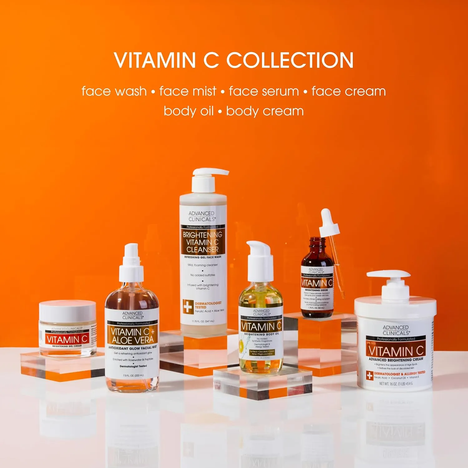 Advanced Clinicals Brightening Vitamin C Serum For Face With Glycolic Acid   Lactic Acid | Vitamin C Eye Serum Face Moisturizer For Improving Look Of Dark Spots & Uneven Complexion, 2-Pack