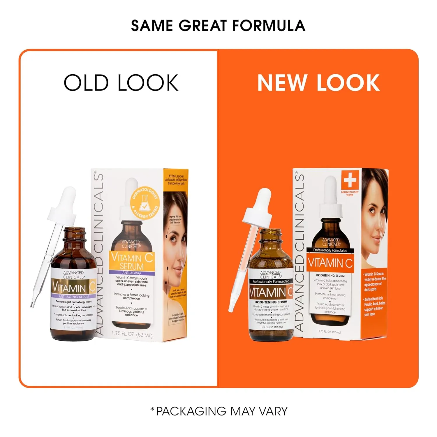 Advanced Clinicals Brightening Vitamin C Serum For Face With Glycolic Acid   Lactic Acid | Vitamin C Eye Serum Face Moisturizer For Improving Look Of Dark Spots & Uneven Complexion, 2-Pack