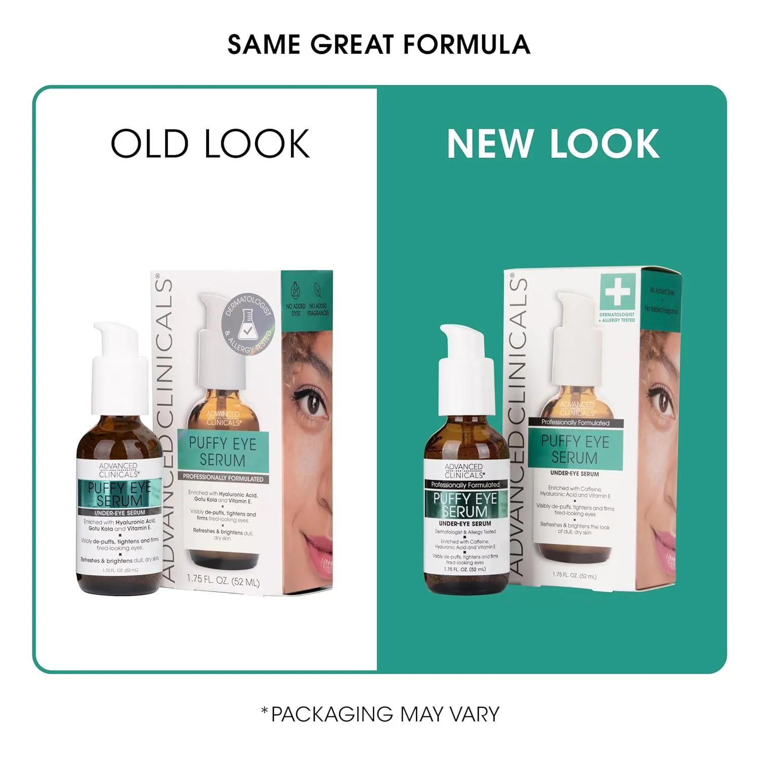 Advanced Clinicals Puffy Eye Under Eye Serum | Visible Anti Aging Brightening Vitamin C   Caffeine Serum Helps Improve Look Of Puffiness, Fine Lines, Dark Circles, & Uneven Skin Tone, 1.75 Fl Oz