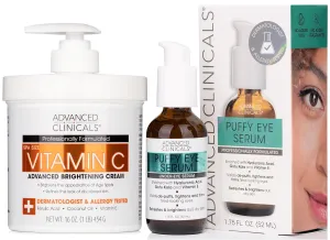 Advanced Clinicals Vitamin C Brightening Cream   Puffy Under Eye Brightening Serum Set