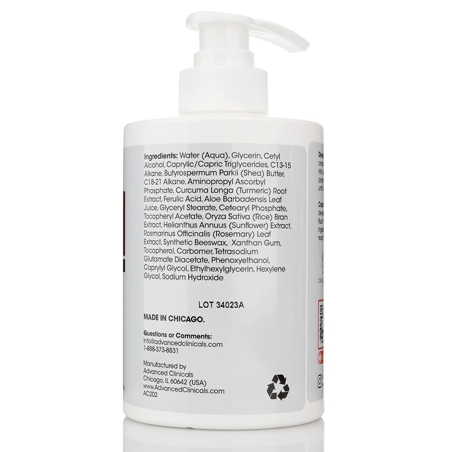 Advanced Clinicals Vitamin C Cream Dry Skin Rescue Skin Care Face & Body Cream Infused W/Turmeric, Vitamin E, & Shea Butter. Firming & Brightening Anti Aging Moisturizer, 15 Fl Oz