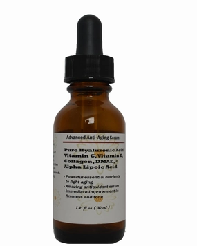 Advanced Anti-Aging Serum with Pure Hyaluronic Acid, Vitamin C, Vitamin E, Collagen, DMAE, and Alpha Lipoic Acid 1.2 oz