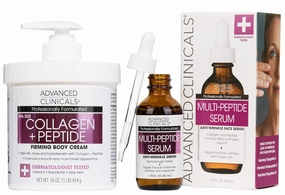 Advanced Clinicals Collagen   Peptides Firming Body Cream   Multi-Peptide Hydrating Face Serum Set