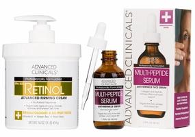 Advanced Clinicals Retinol Anti-Aging Cream   Peptide Firming Facial Serum Bundle