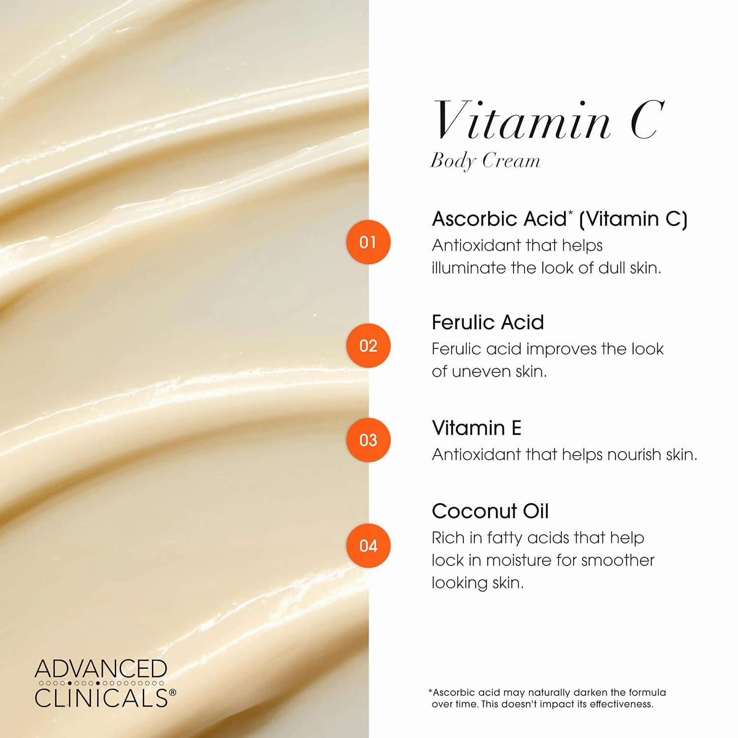 Advanced Clinicals Vitamin C Cream   Vitamin C Serum 2PC Skincare Set | Brightening Body Lotion & Facial Serum For Women & Men Helps Diminish Appearance Of Dark Spots, Wrinkles, & Uneven Skin Tone