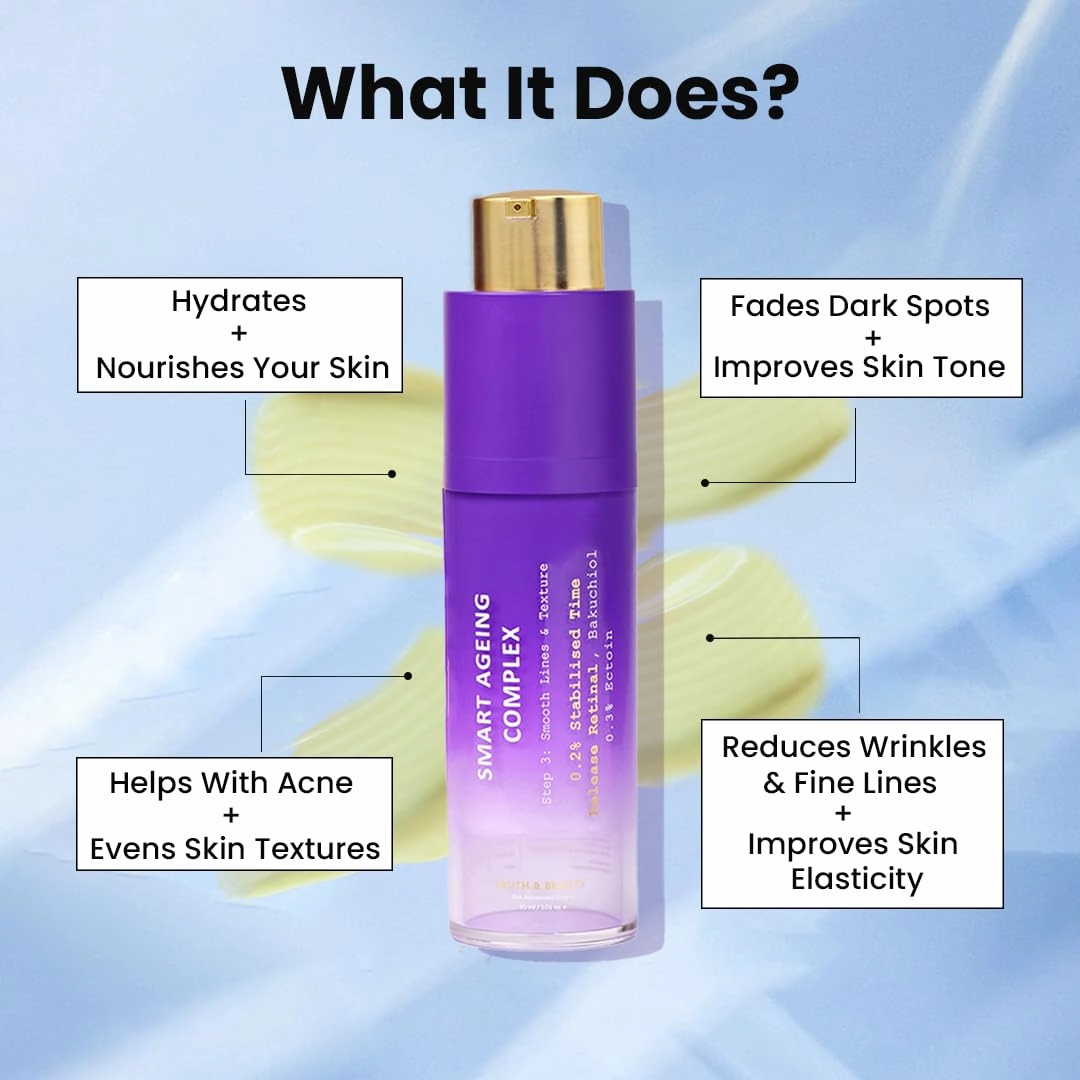 Advanced Smart Aging Complex Face Serum 0.2% Retinal, 0.5% Bakuchiol for Fine Lines and Skin Hydrating Face Serum for All Skin Types (1.01 Fl OZ) Fragrance Free