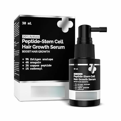 Aero 20% Actives Peptide Stem Cell Hair Growth Serum - 30ml | With 9% Foligen Analupe | 4% Anagain | 3% Copper Peptide | 1% Redensyl, White