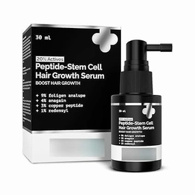 Aero 20% Actives Peptide Stem Cell Hair Growth Serum - 30ml | With 9% Foligen Analupe | 4% Anagain | 3% Copper Peptide | 1% Redensyl, White