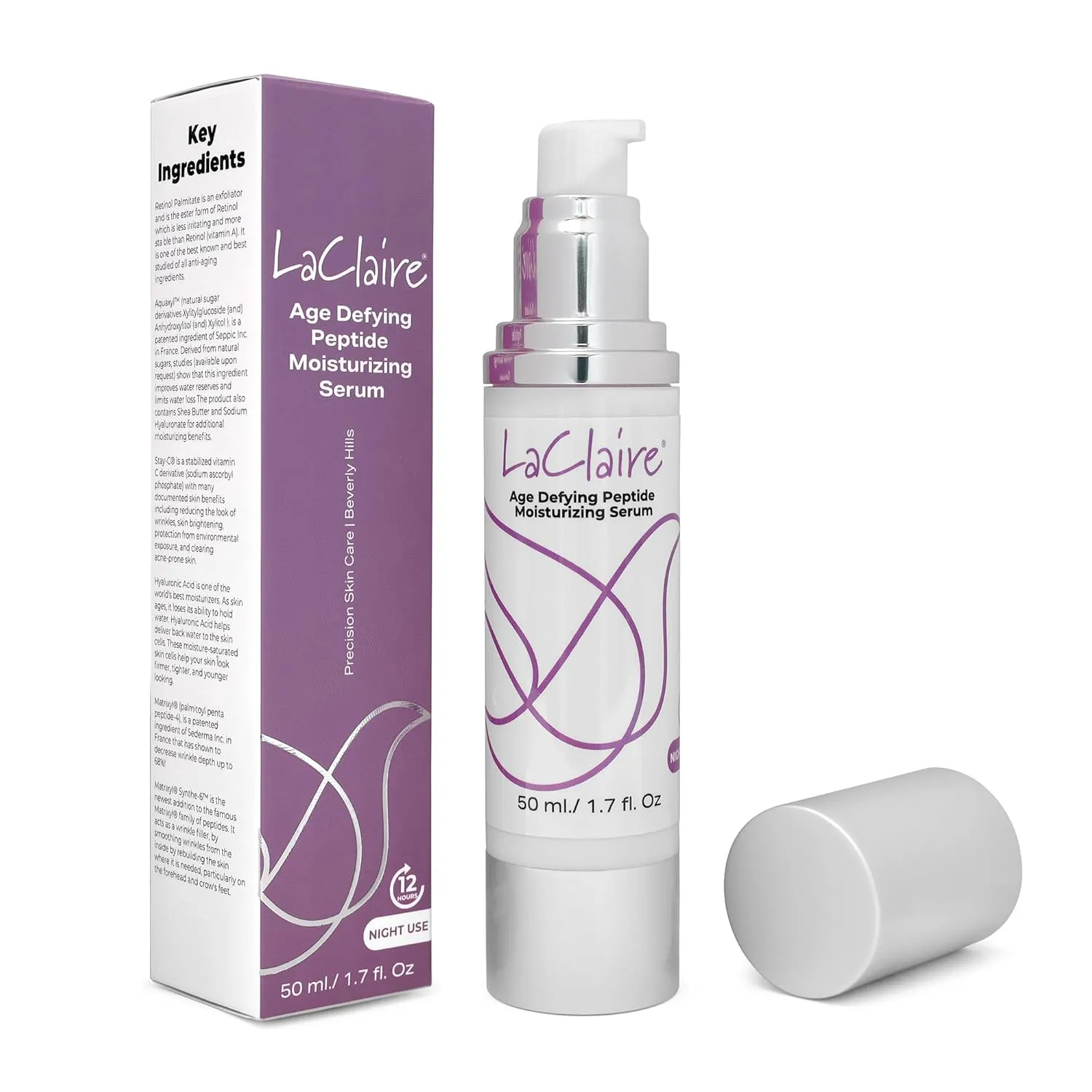 Age-Defying Peptide Moisturizing Serum, with Retinol, Vitamin C, Aloe Vera, Anti-Aging reduces wrinkles, Night Use - 50ml
