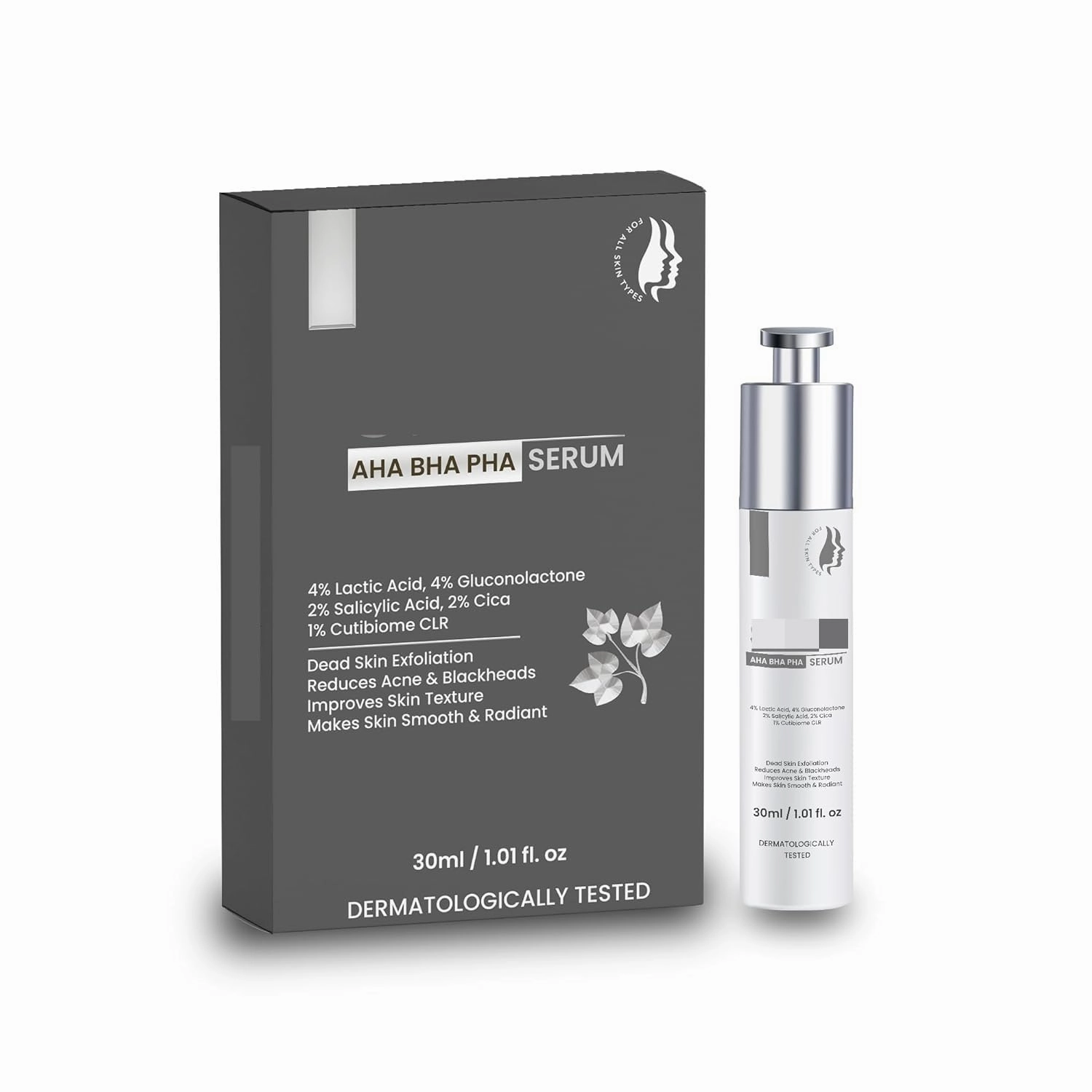 AHA BHA PHA Serum for Dead Skin, Reduces Acne and Blackheads, Improve Skin Texture, Peeling Solution for Glowing Skin, Smooth Texture & Pore Cleansing, 30ml