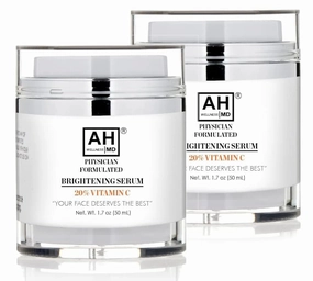 AHWellnessMD Vitamin C Face Serum w/Hyaluronic Acid - Anti Aging Serum Vitamin E, Aloe – Brightening Serum for Sensitive Skin Dark Spots, Uneven Skin Tone Eye Area Fine Lines & Wrinkles 1.7oz (2-Pack)