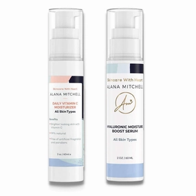 Alana Mitchell Skin Care Set – Anti-Aging Peptide Under Eye Cream   Hyaluronic Acid Serum   Vitamin C Face Moisturizer – Anti Aging Skin Care Kit to Reduce Dark Circles, Fine Lines & Smooth Skin