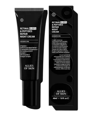 Allies of Skin Retinal 0.05% Peptides Repair Night Cream with 0.05% Encapsulated Retinaldehyde, Peptides, 2% Ornithine, EGCG Complex, 11 Brighteners, Antioxidants, and 7.1% Ceramide & Omegas Complex
