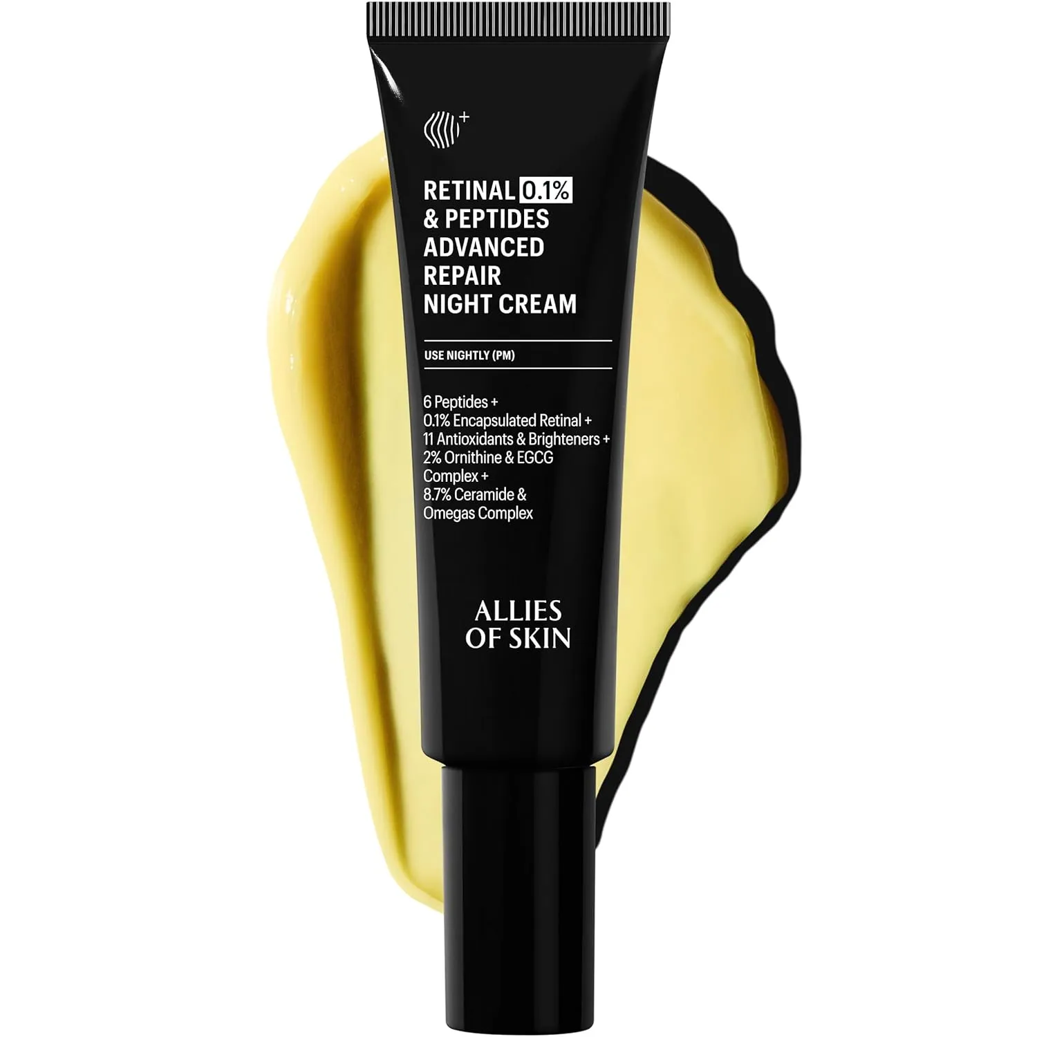Allies of Skin Retinal 0.1% Peptides Repair Night Cream with 0.1% Encapsulated Retinal, 6 Peptides, 2% Ornithine & EGCG Complex, 8.7% Ceramides & Omegas Complex