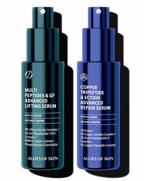 Allies of Skin Growth Factor Peptides Lifting Serum & Copper Tripeptide Repair Serum | Advanced Lifting & Repair Duo to Reverse Signs of Aging (1oz x2)