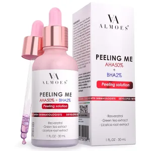 ALMOES Face Exfoliant Serum with AHA and 2% BHB to Remove Blackheads, Face Exfoliator for Tone and Texture,Pore Minimizer,Exfoliating Face Serum with Liquorice Root,Antioxidant,Smoothes Skin