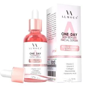 ALMOES SERUM 20% Vitamin C,Alpha Arbutin, Polyglutamic acid,hyaluronic acid, Vit E,Collagen,Pore-minimizing formula, Hydrating Face & Eye Serum 1 Fl Oz