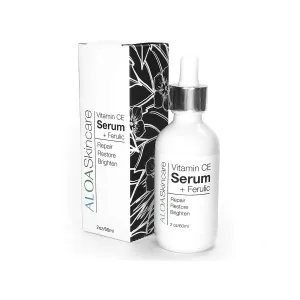 ALOA Skincare Vitamin CE Serum   Ferulic with Hyaluronic Acid, 2oz. Anti Aging, Firming & Brightening Serum for Face