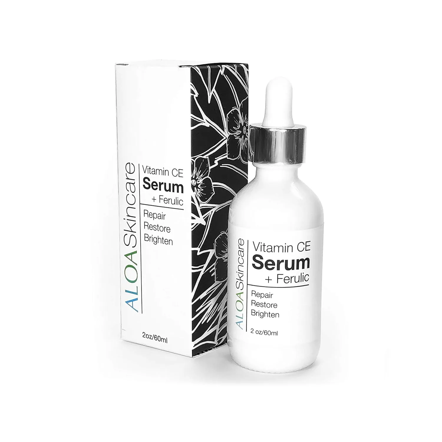 ALOA Skincare Vitamin CE Serum   Ferulic with Hyaluronic Acid, 2oz. Anti Aging, Firming & Brightening Serum for Face