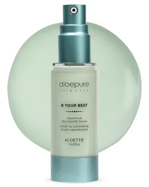 Aloette Superfood Niacinamide Serum for Face, B Your Best - Anti-Aging Pore Minimizer, Even Skin Tone & Dark Spot Corrector - Moisturizing Facial Serum with Vitamin C & Blend of Kale, Spinach & Aloe