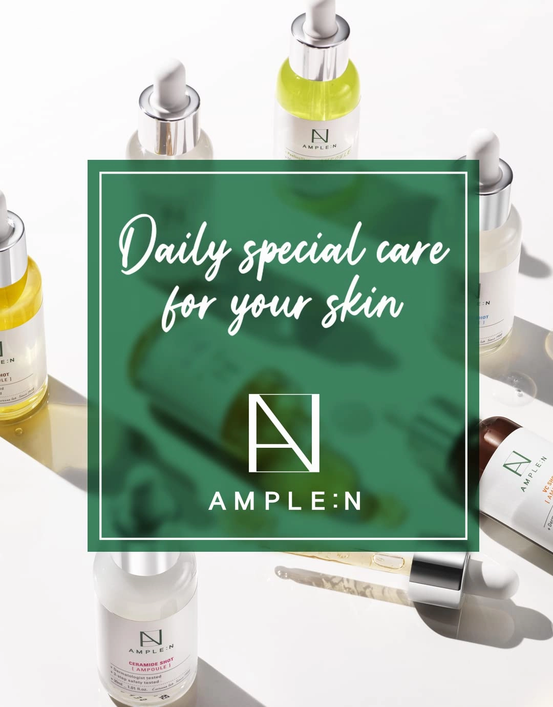 AMPLE:N Centel Calming Shot Ampoule - Korean Soothing Face Serum with Centella Asiatica to Calm Irritated & Sensitive Skin - Redness Relief, Acne Spot Treatment & Moisturizing, 3.38 fl.oz.