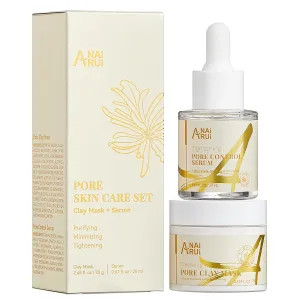 ANAI RUI 2 in-1 Pore SkinCare Set, Pore Clay Mask Pore Minimizing Serum,Volcanic Pore Clay Mask for Nose&Face, Pore Reducer, Sebum Control Pore Exfoliating Solution, Skincare for Women