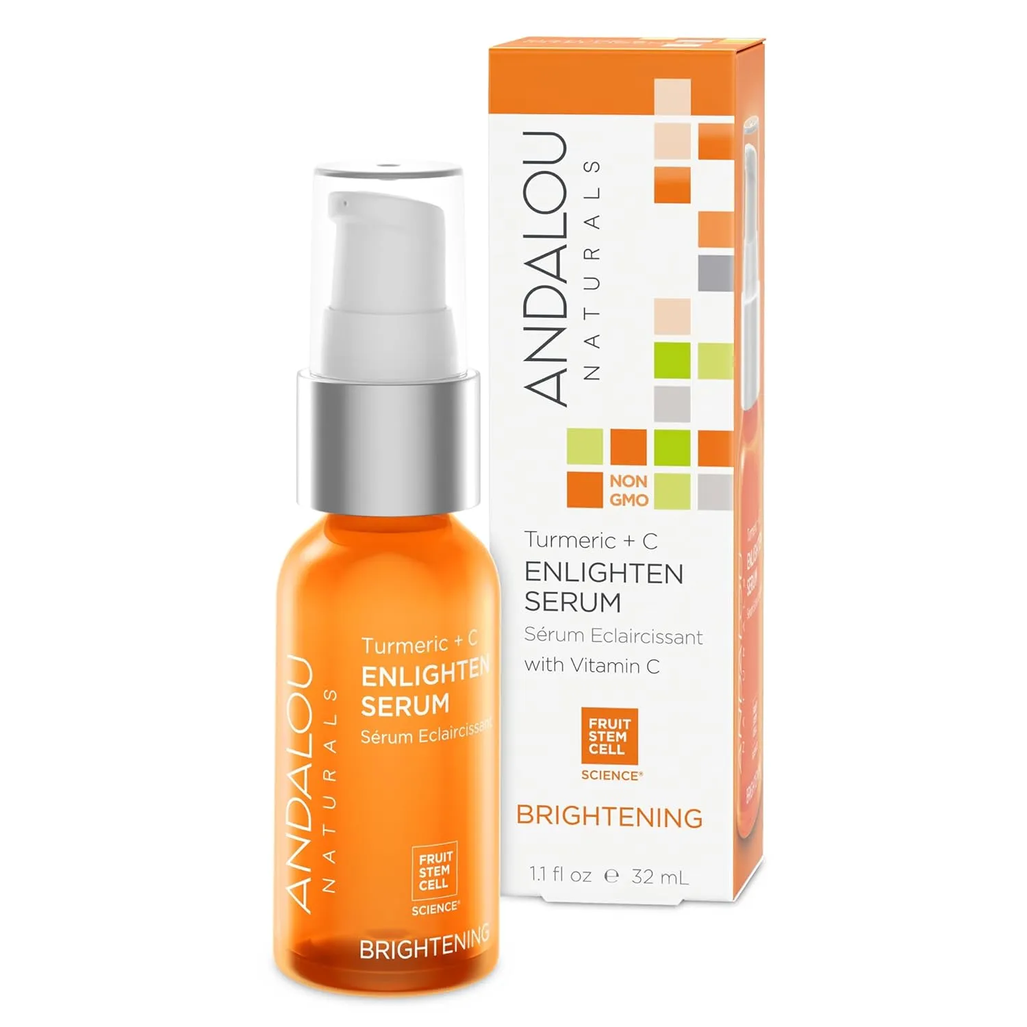 Andalou Naturals Turmeric   C Enlighten Serum, Skin Smoothing Serum with Vitamin C & Turmeric, Anti Aging Skin Care, Diminish Sun Damage and Refine Skin, 1.1 Fl Oz