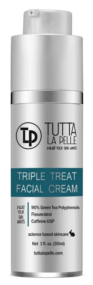 Anti Aging face Cream TRIPLE Antioxidant Treatment Serum For Face, Resveratrol   Green Tea   Caffeine - Visibly Reduce Skin Redness & Calm Irritation -For Sensitive Rosacea Skin -1oz