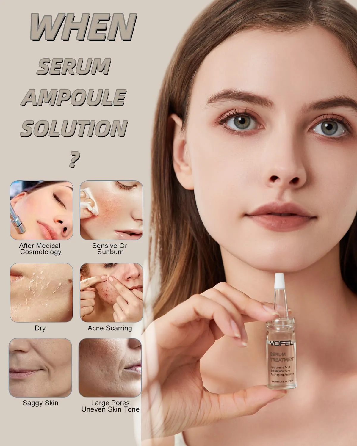 Anti Aging Serum Hyaluronic Acid Serum For Face BB Glow Starter Kit Serum Ampoules for Skin Treatment Kit 0.35 oz 8 Vials
