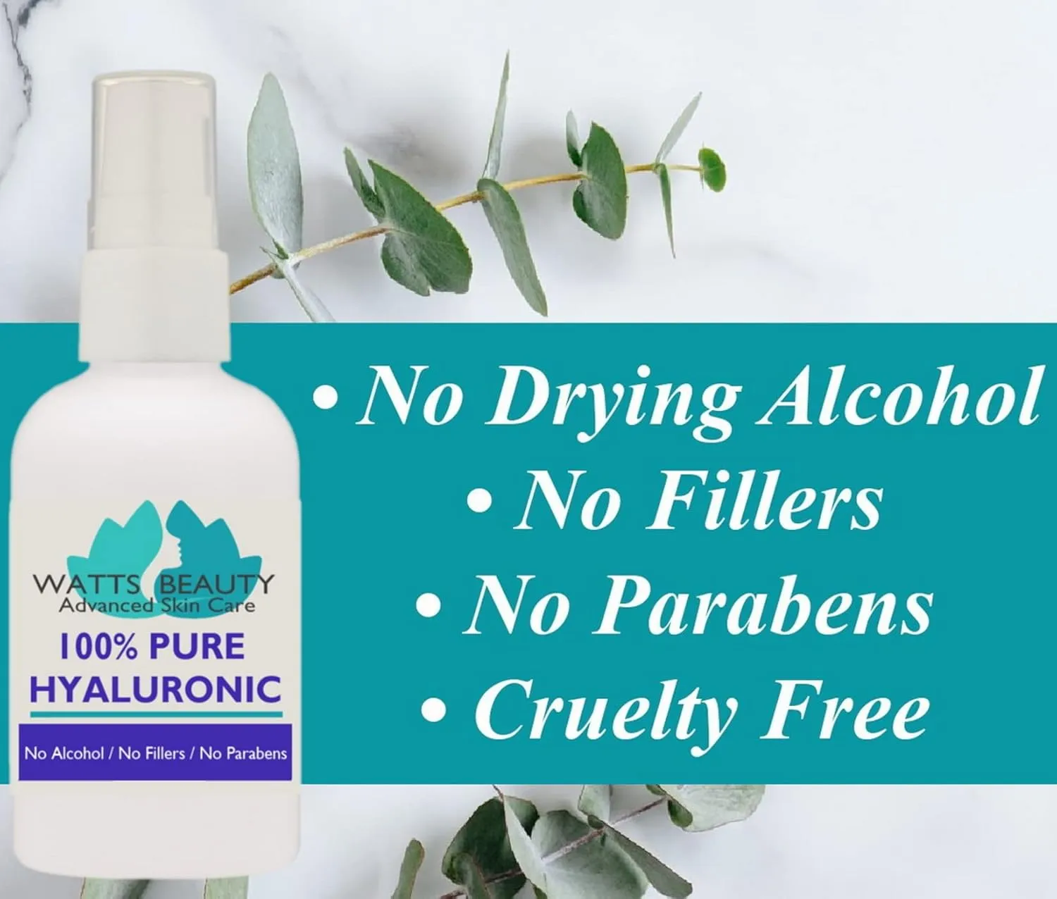 Anti Aging Wrinkle Serum of 100% Pure Hyaluronic Acid for Face and Body - No Alcohol, 4 oz
