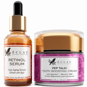 Anti-Ageing Duo - 2.5% Retinol Serum for Face 1.0 fl oz   Collagen Anti Aging Face Cream 1.7 fl oz for Anti Aging and Moisturize Skin