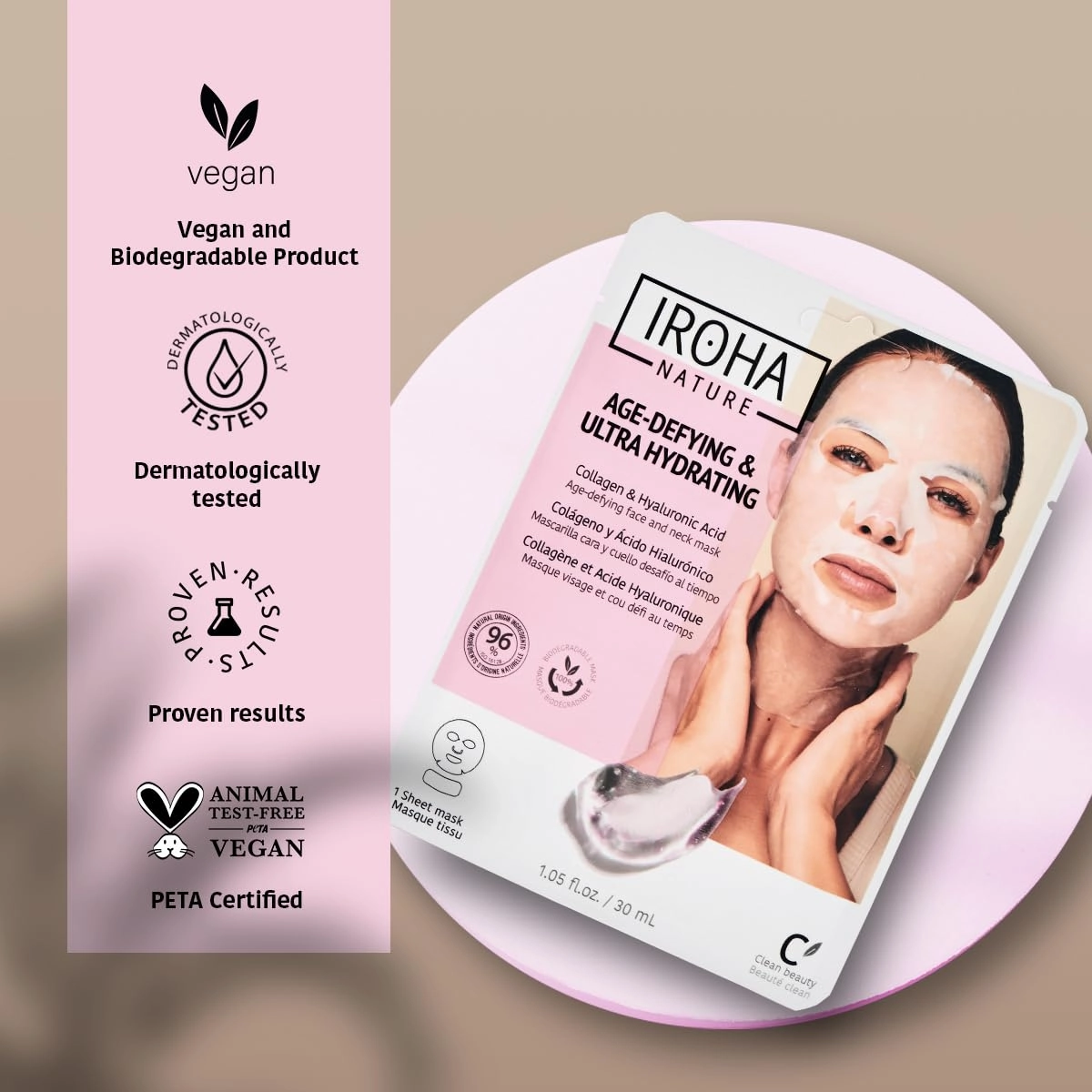Anti-Aging Face & Neck Tissue Mask with Collagen (Pack of 5) | Firms and Prevents Wrinkles and Fine Lines | Visible Results in 15 Minutes | 96% Natural Ingredients | Mature Skin