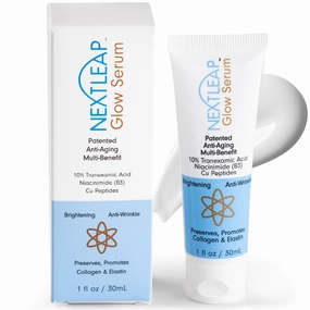 Anti-Aging Glow Serum with 10% Tranexamic Acid, Niacinamide and Copper Peptides - Patented Anti Aging Skincare Serum for the Face, Neck and Hands - Lightweight, Fast Absorbing - 1 Fl Oz