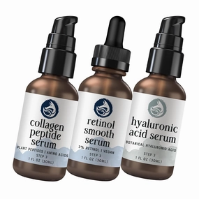 Anti-Aging Serum Trio: Peptide Collagen, Retinol, and Hyaluronic Acid